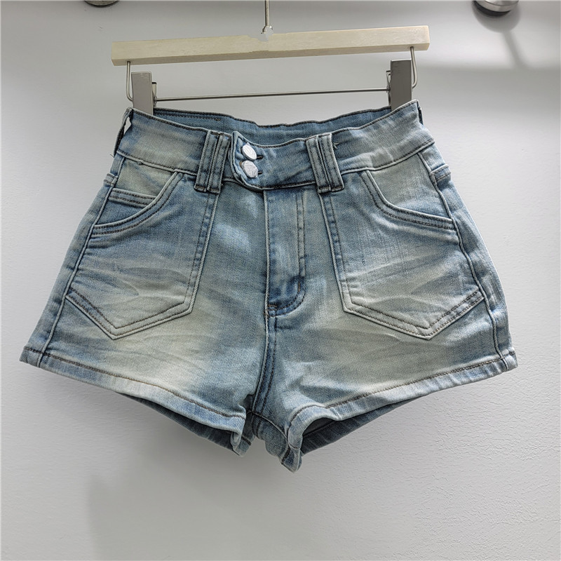 Pantalones Cortos de Mezclilla de Tiro Bajo de Mezclilla Elástico para Verano