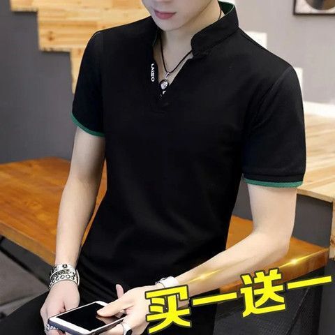 Men's Short-sleeved Polo Shirt 2024 New Summer Trendy Brand Fashionable Base Shirt T-shirt with Vertical Collar Half-sleeved Clothes T-shirt