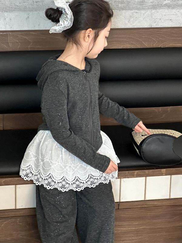 小红鱼女童秋装套装2025新款儿童连帽卫衣假两件直筒裙裤两件套潮|undefined