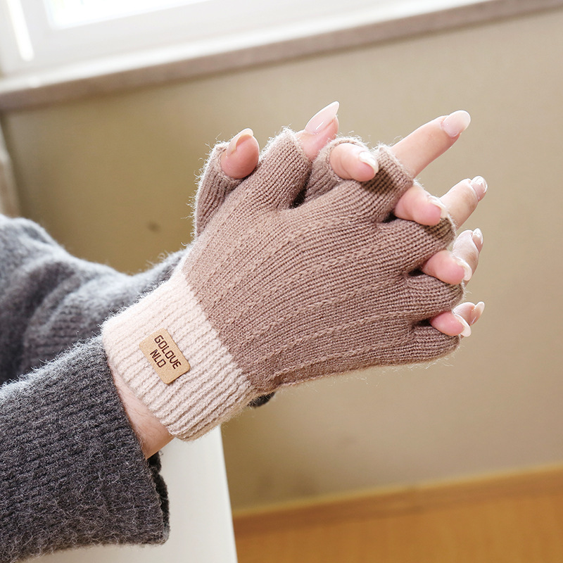 Guanti invernali in velluto spesso antifreddo da equitazione con touch screen, caldi guanti unisex in lana_voghion.com