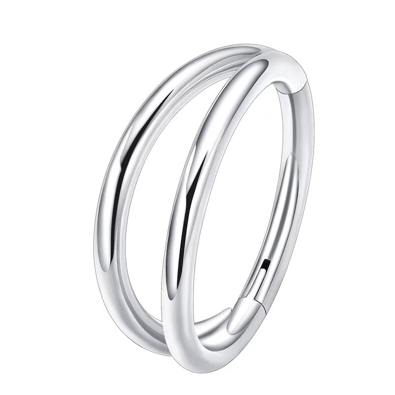 G23 titanium double ring seamless zircon nose decoration double ring perforated ear bones Europe and America popular human puncture crown