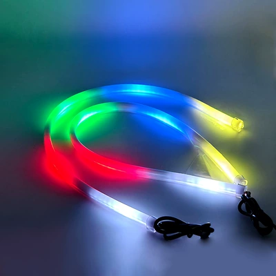 New car LED headlights with start-up scanning daytime running lights, APP-controlled color-changing light guide, dual-color flowing turn signal lights (Gündüz işıqları) - 30cm-one-for-two-high-brightness-color-changing-light-guide-lamp-appsteering