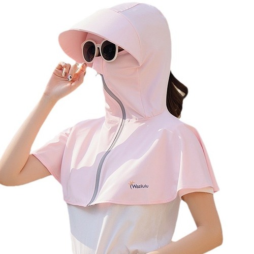 Summer Face Protection Sun Hat for Women Outdoor UV Protection Wide Brim Scarf Hat Face Covering Neck Protection Travel Cycling
