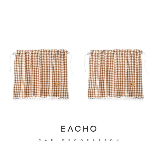 [80%of people choose] a pair of brown grid curtains