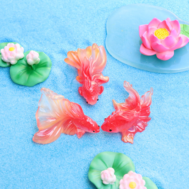Mini simulation goldfish koi fish miniature animal model lotus lotus lotus leaf micro landscape fish tank landscaping decoration Mini simulation goldfish koi fish miniature animal model lotus lotus lotus leaf micro landscape fish tank landscaping decoration