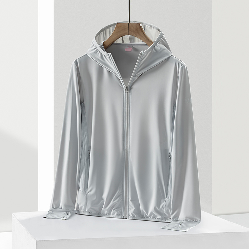 New sunscreen clothing made of ice silk, highly elastic, breathable, with an ice-like feel, UV protection for men, UPF50+, fishing apparel, can be printed with logo