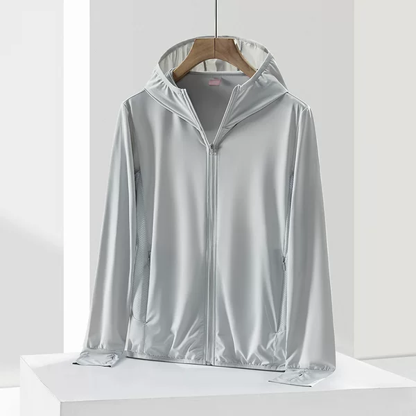 New sunscreen clothing made of ice silk, highly elastic, breathable, with an ice-like feel, UV protection for men, UPF50+, fishing apparel, can be printed with logo