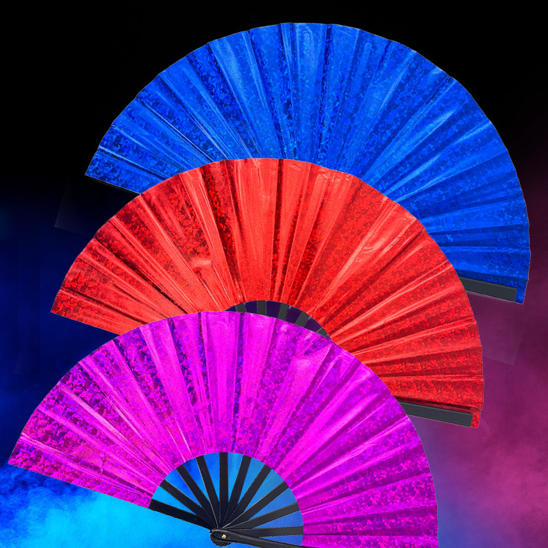 Abanico Láser de 8 Pulgadas, Abanico Plegable Láser Colorido, Abanico con Sonido para Actuaciones Estudiantiles, Abanico de Kung Fu, Abanico Plegable Fácil de Abrir y Cerrar, Venta al por Mayor