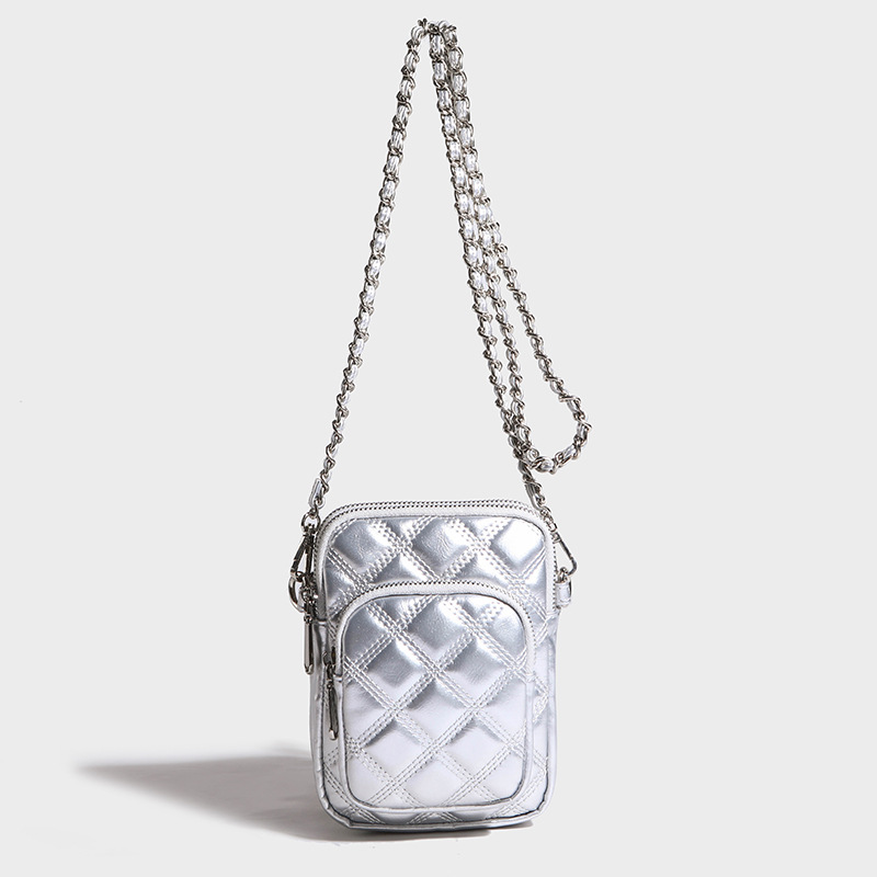 Bolsos de mujer 2025 nuevo bolso de cadena de rombos de moda coreana bolso pequeño de mensajero de un solo hombro bolsa de teléfono móvil en stock bags