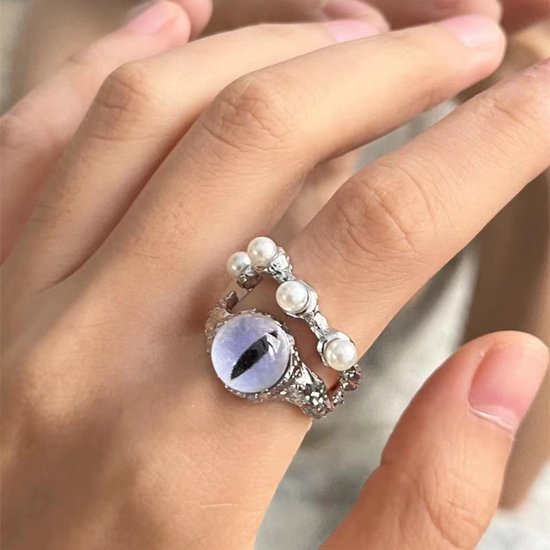 Wholesale Jewelry Ig Style Hip-hop Eye Alloy Opal Pearl Plating Inlay Open Ring display picture 5