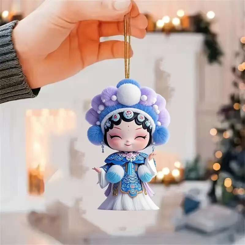 新しいかわいい小さな華丹妖精ペンダントアクリルクロスボーダーフラットインテリアバックミラー装飾キーホルダー|undefined