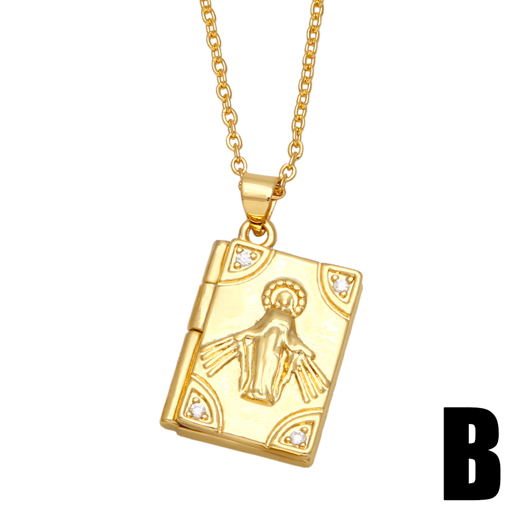 Retro Geometric Square Copper Necklace Inlay Zircon Copper Necklaces