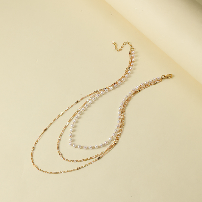 Multi-layer metalen parelketting voor dames trendy minimalistisch_voghion.com
