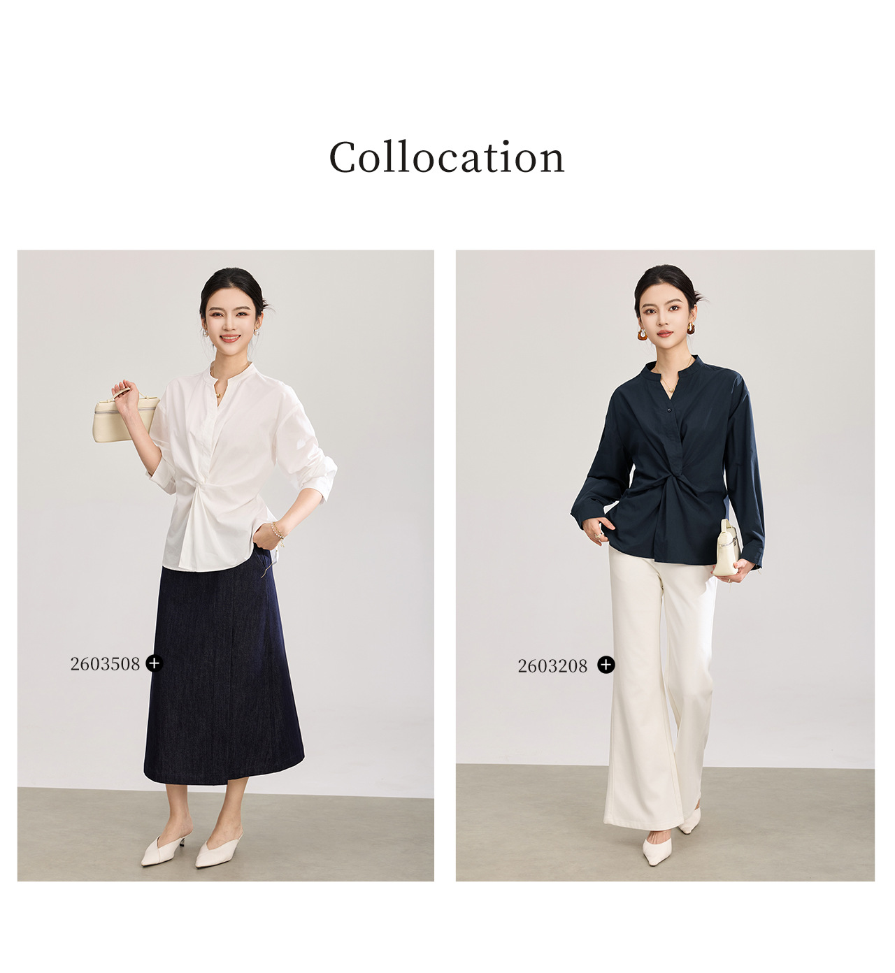 Áo sơ mi nữ dài tay chất lụa tencel phối xoắn thanh lịch — xanh lam chi tiết 10