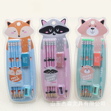 米兰达7004B动物日常皮头铅笔 11+2组合儿童写字HB铅笔学习用品