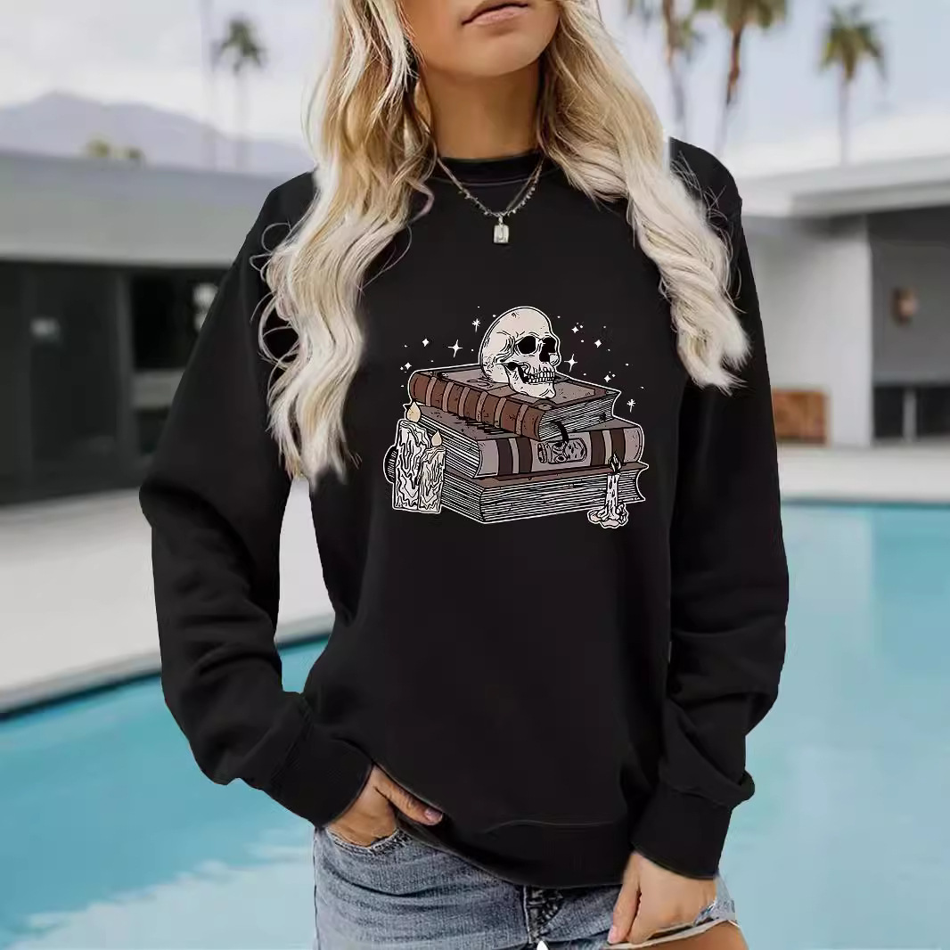 Women's Clothing autumn and winter women's casual long sleeved round neck Halloween printed pullover sweatshirt _voghion.com