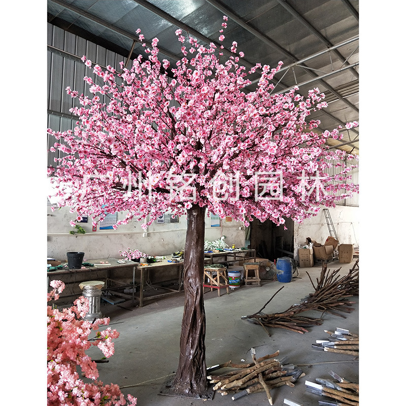 Árbol de durazno artificial melocotón flor artificial salón centro comercial boda exposición decoración piso árbol artificial fábrica ventas directas