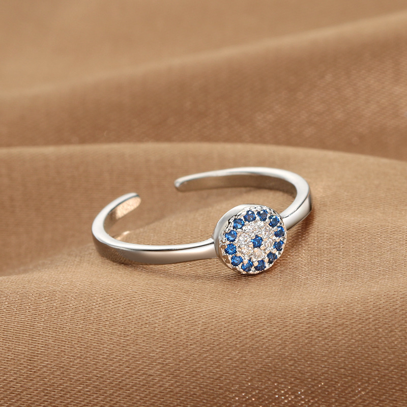 1 Piece Quantity Street Occasion 1 Piece Lady Devil's Eye Copper Plating Artificial Gemstones Open Ring