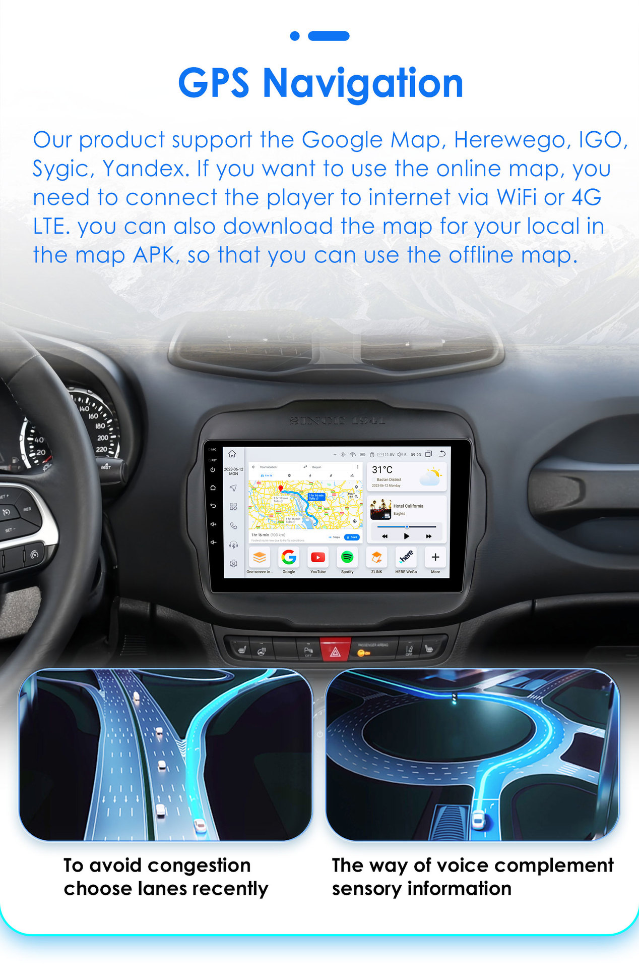 The Overseas Version Is Suitable for 16-20 Jeep Renegade Car Mp5 Player Reversing Image Navigator Gps