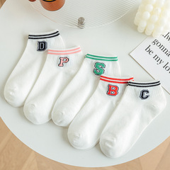 Four Seasons Trendy Socks Women's Mid-calf Cotton Socks Letter Japanese Socks College Style Parallel Bars White Cotton Socks Factory Wholesale