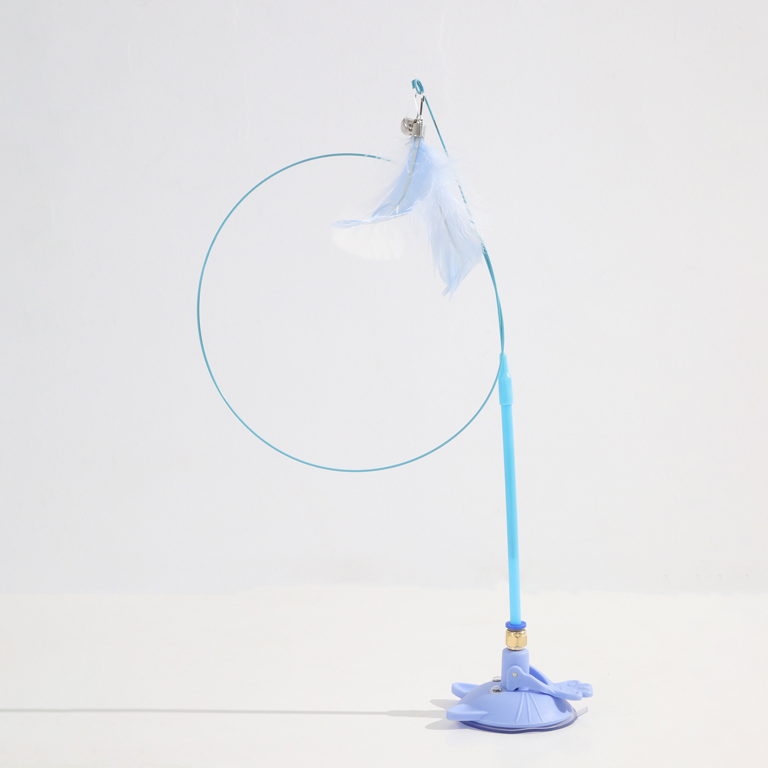 Juguete para gatos Macaron gatito potente ventosa divertida varilla larga puede sostener plumas de alambre de acero campana divertida varilla para gatos