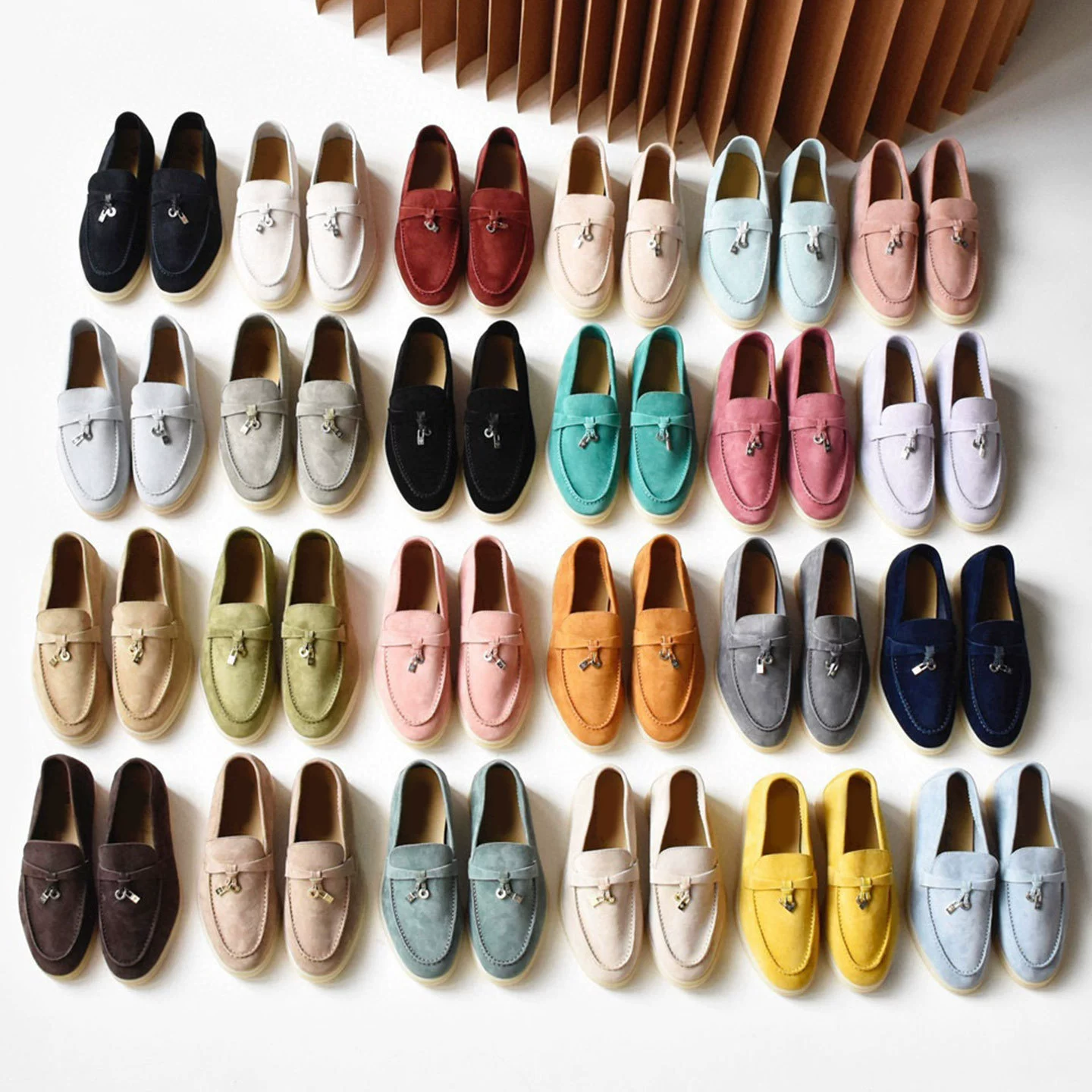 Женские лоферы из натуральной кожи без бренда, большие размеры, всесезонные, 2025 год, с декоративным элементом, плоские, удобные, одиночные туфли