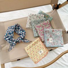 Matching Korean Style Children's Floral Square Scarf for Girls, Versatile Head Scarf for Babies, Clear and Elegant, Fashionable and Trendy