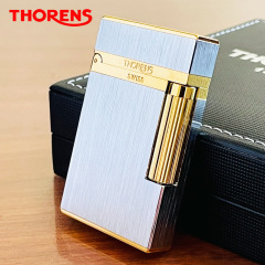 The brand originates from Switzerland, THORENS Torrens Loud Gas Lighter, Personality Yellow Brass Engraving Sandpaper Steel Tone