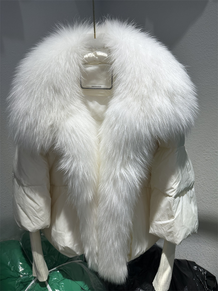 Women's Down Jacket With White Duck Down And Fur Short Coat_voghion.com