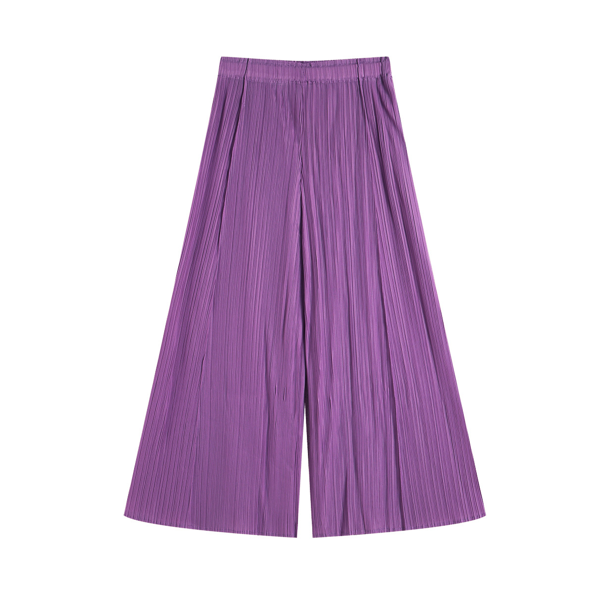 Quần culottes nữ ống rộng cạp cao xếp ly dáng suông dài midi — màu xanh nhạt chi tiết 5