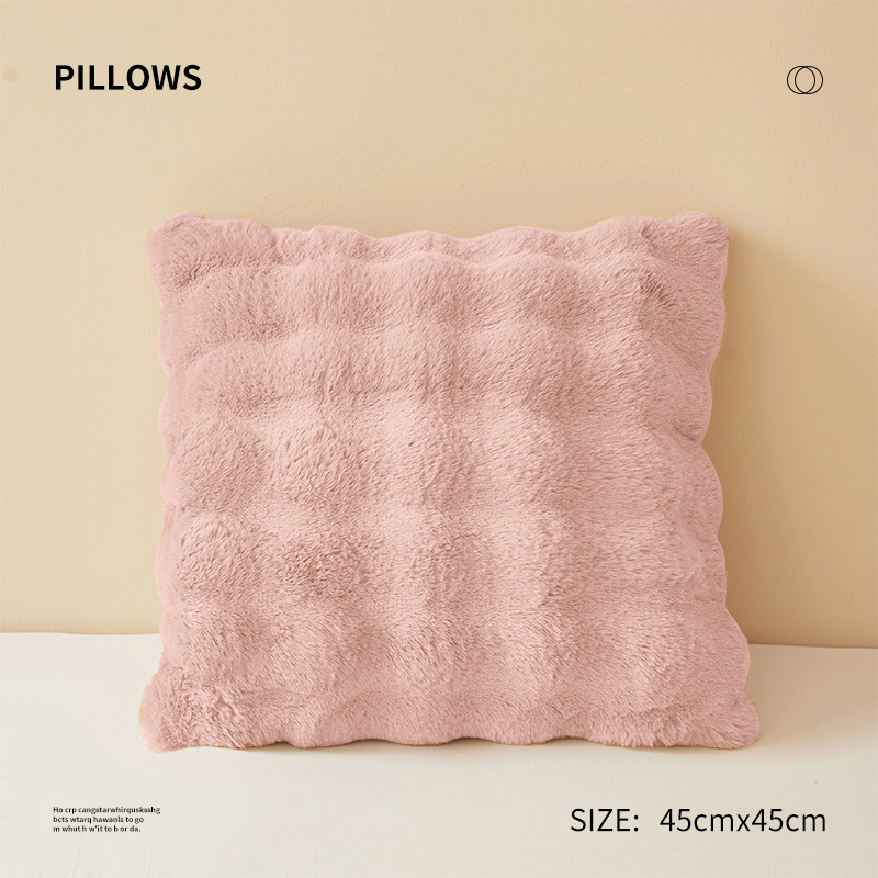 Almohada de piel de conejo de doble cara, sofá, almohada para sala de estar, respaldo para oficina, cojín de cabecera de invierno, núcleo de almohada, hogar para automóvil