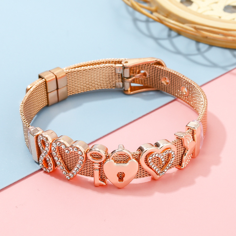 Watch Strap Classification 1 Piece Quantity Classic Style Infinity Heart Shape Stainless Steel Watch Strap