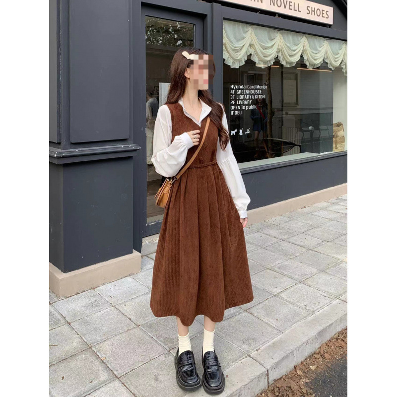 2026 Spring Collection Sweet Forest Style Mid-Length Waist-Cinched A-Line Dress V-Neck Strap Dress Women's Suit Dress 2026 Spring Collection Sweet Forest Style Mid-Length Waist-Cinched A-Line Dress V-Neck Strap Dress Women's Suit Dress
