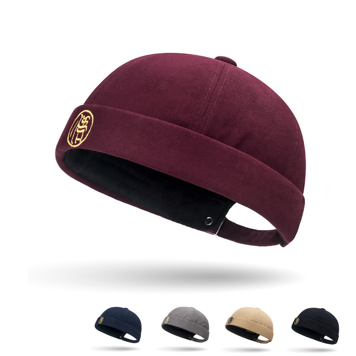 Korean Style Trendy Vintage Fashionable Printed Retro Chinese-style Hip-hop Streetwear Men's Beanie Hat, Versatile Trendy Brimless Docker Cap_voghion.com