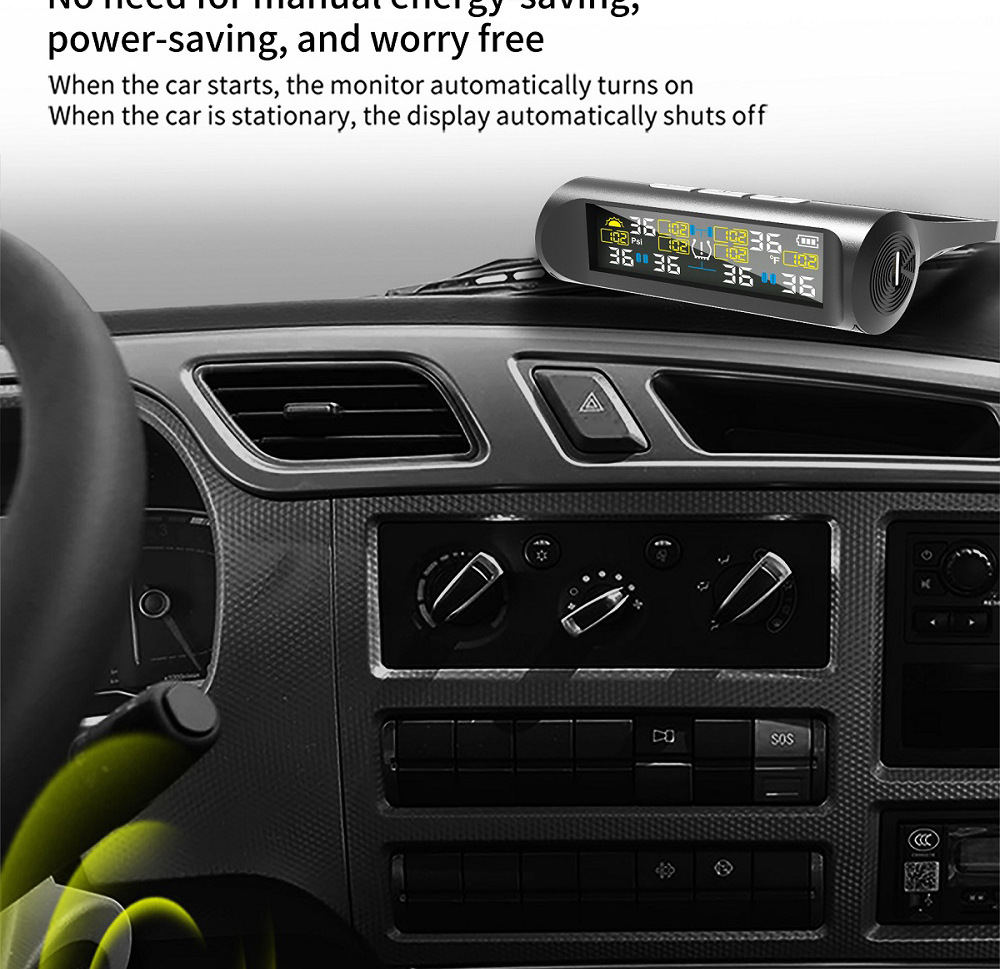 6-Wheel Car Tire Pressure Monitoring, Rv Tire Pressure Monitor, Tpms Tire Pressure Detection, Tire Pressure Detector Cross-Mirror