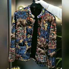 春秋季盘提花唐装外套男士高质时尚百搭潮流国潮立领衬衫