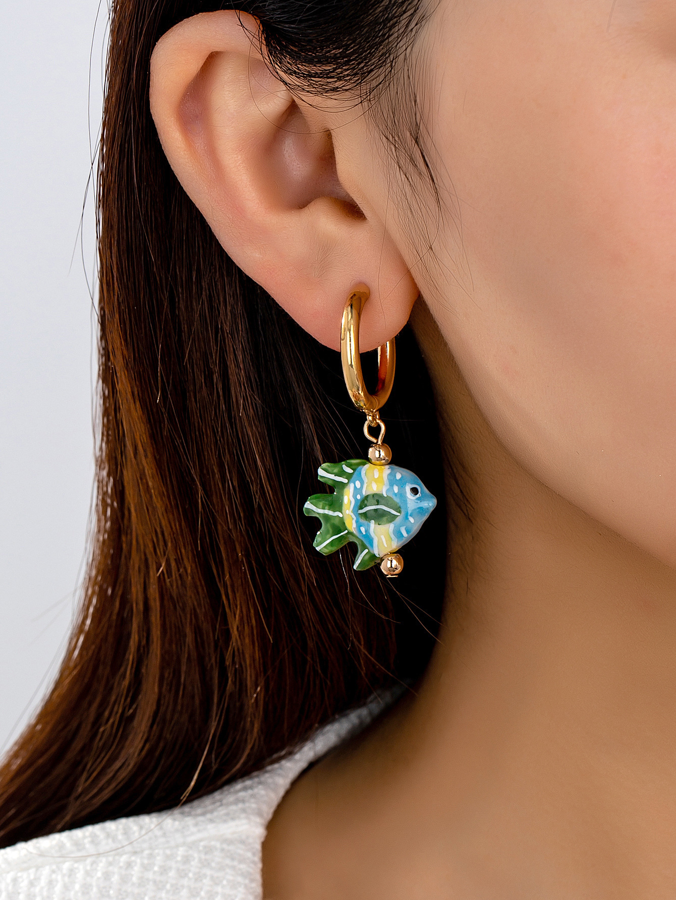 1 Pair Fish Cute Ceramics Drop Earrings display picture 1