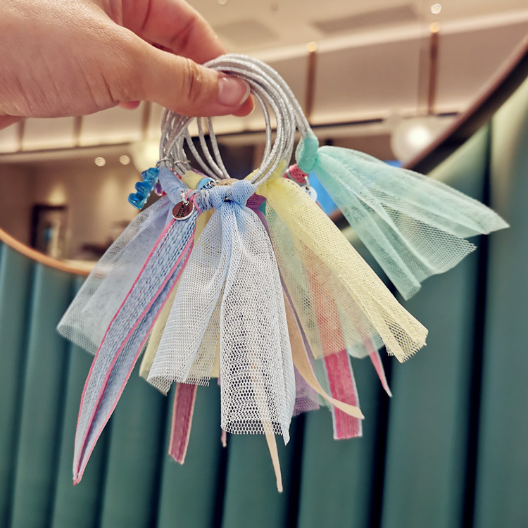 Factory shop Japan and South Korea children Hairdressing wholesale candy Fluorescent color Little Bear Children Sasa Hairpin Head 绳皮 tendons