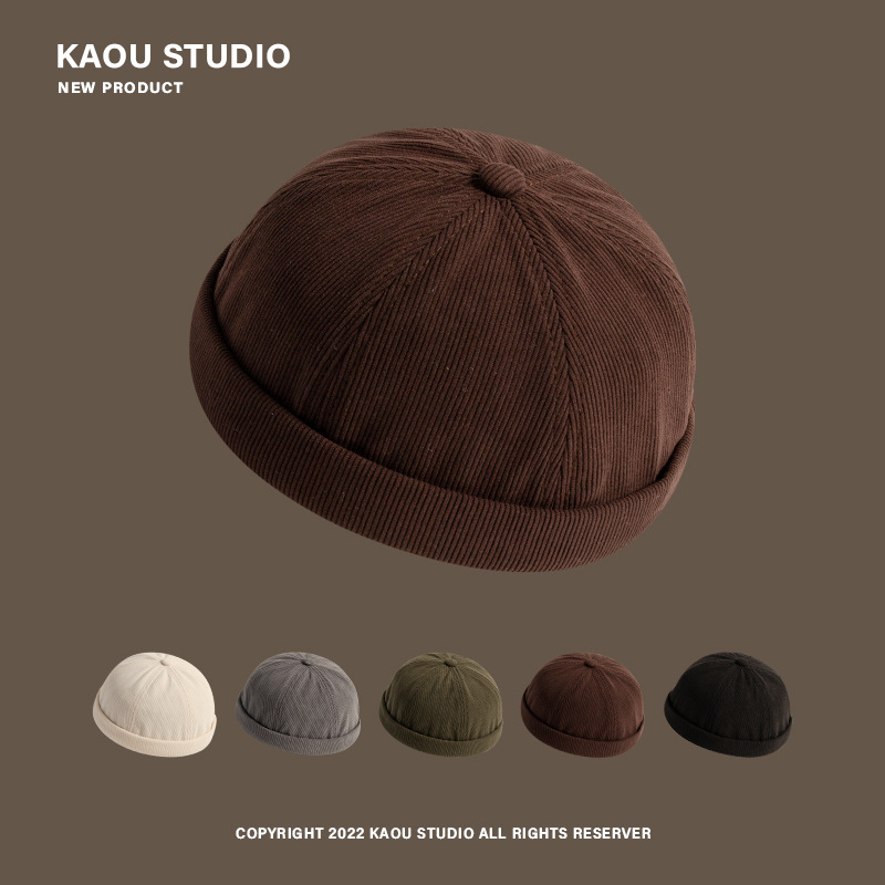 Japanese retro corduroy melon skin hat f...