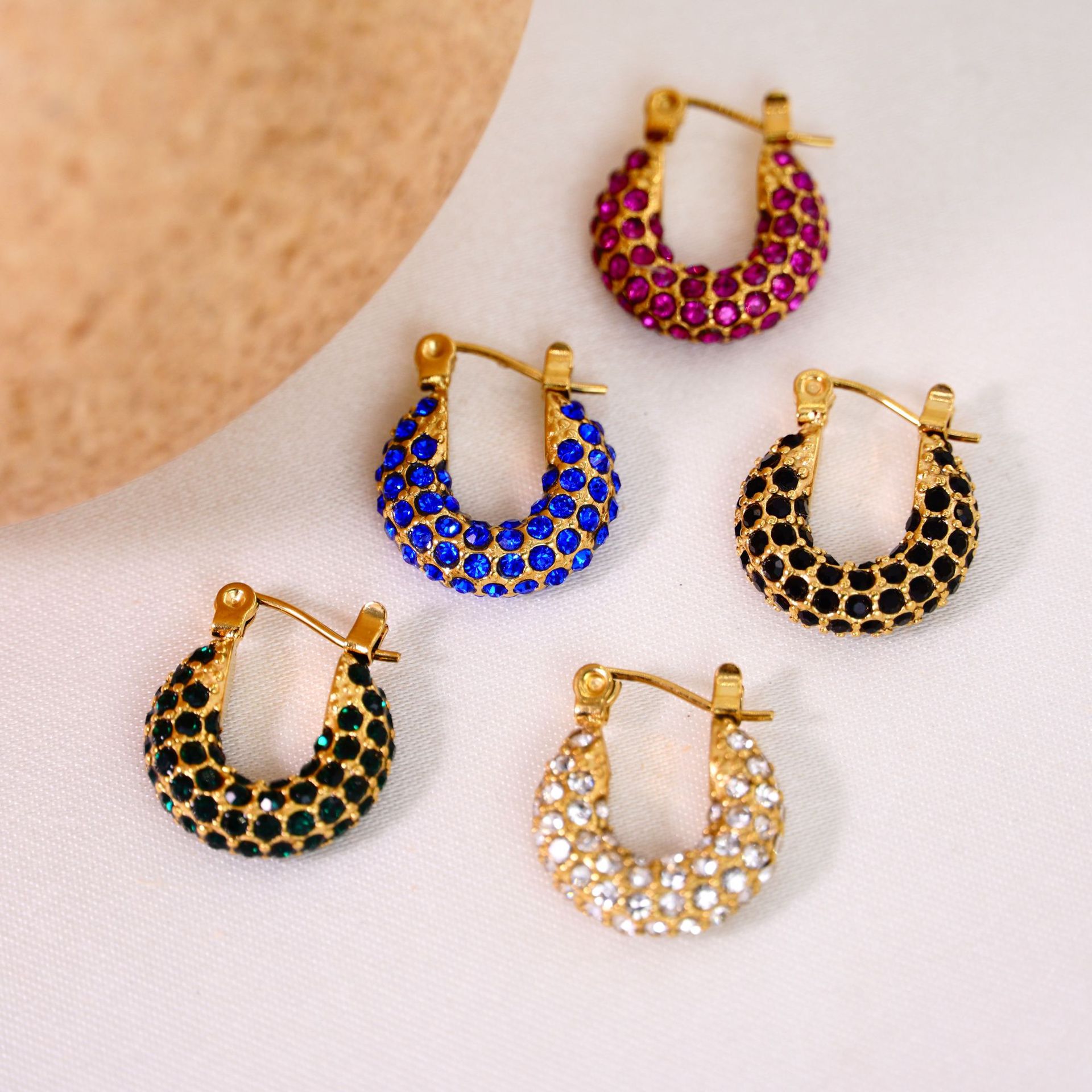 9g Weight 304 Stainless Steel Ear Needle Material Zircon Inlay Material Earrings Classification 1 Pair Quantity Holiday, Daily Occasion 304 Stainless Steel Material Geometric Pattern Women's Gender Plating, Inlay Design Retro, Simple Style Style 1 Pair Retro Simple Style Geometric Plating Inlay 304 Stainless Steel Zircon Earrings 4