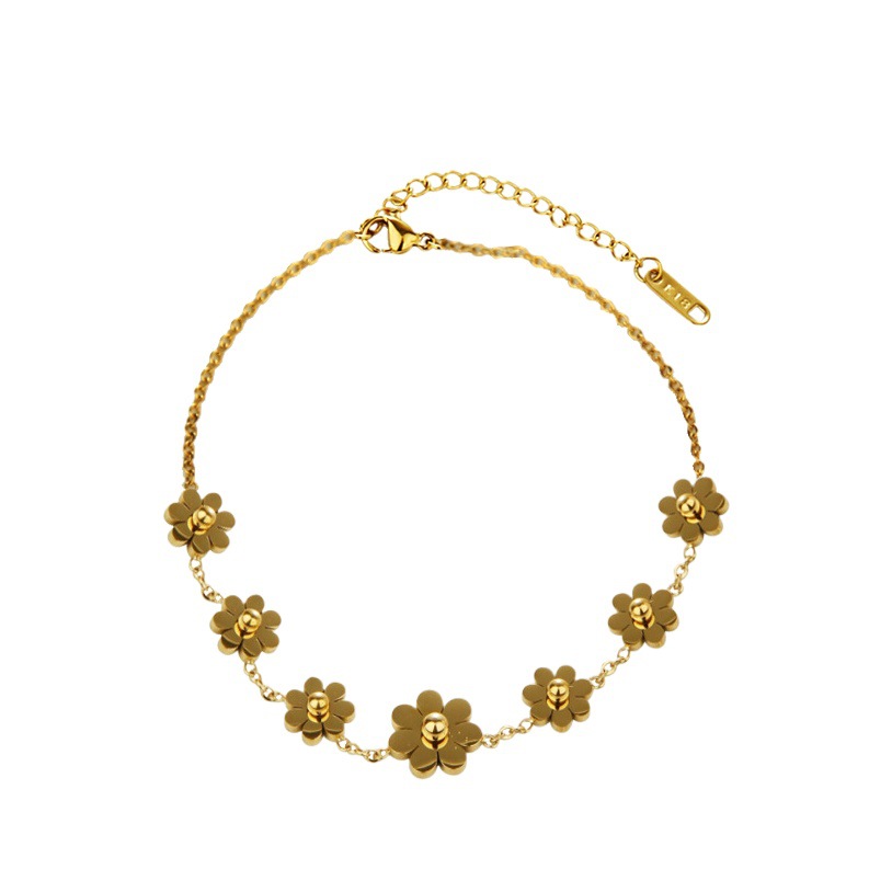 Tobillera de joyería para mujer 2025 nueva tendencia oro 18K acero titanio no se decolora elegante ins versátil tobillera de alta gama joyería para pies