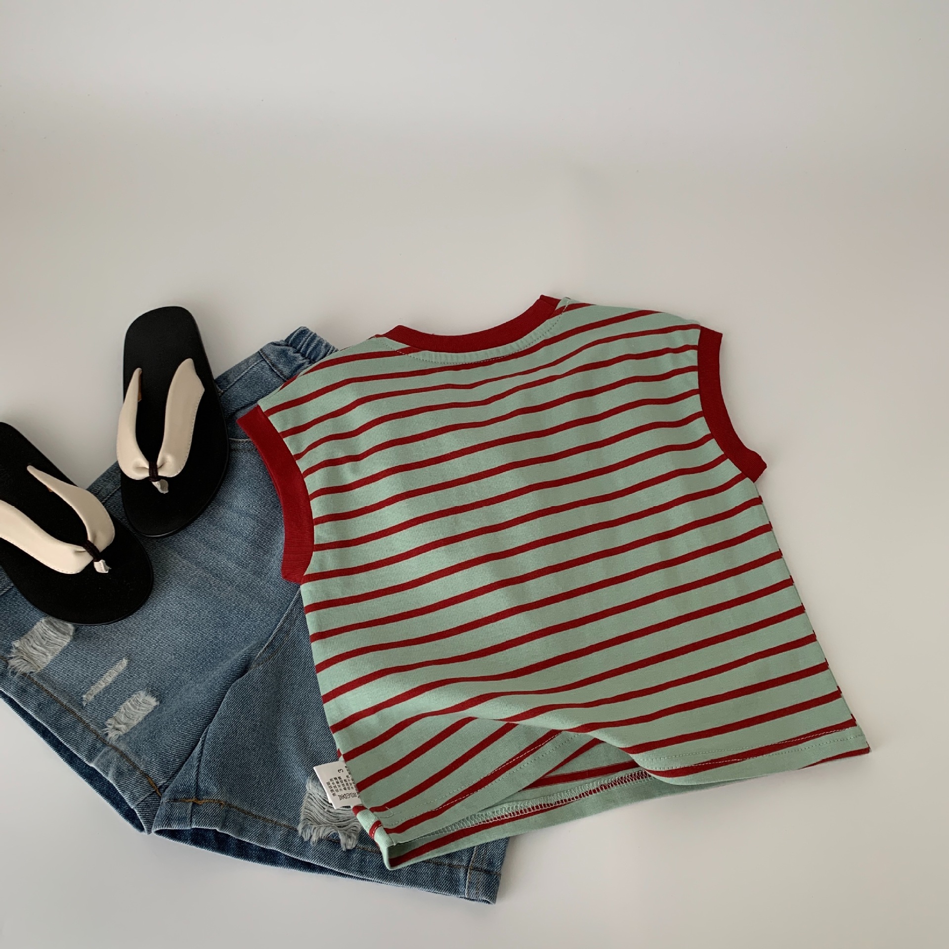 Chaleco a rayas para niños Maibao, verano para niños, ropa de verano delgada para niños, camiseta sin mangas, camiseta para niños, verano a