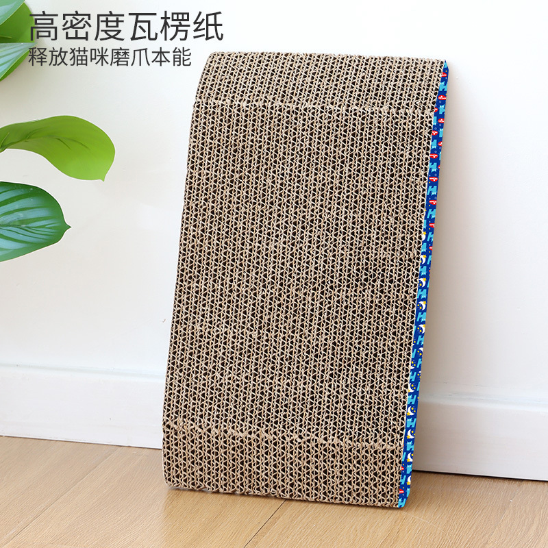 Tablero del rasguño del gato fábrica en la acción al por mayor Hawo alta densidad trapezoidal papel corrugado catnip gato juguete corrugado gato garra tablero