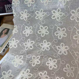 棉泡纱花边花朵枝条风格绣花精品蕾丝棉布连衣裙娃娃衣辅料批发