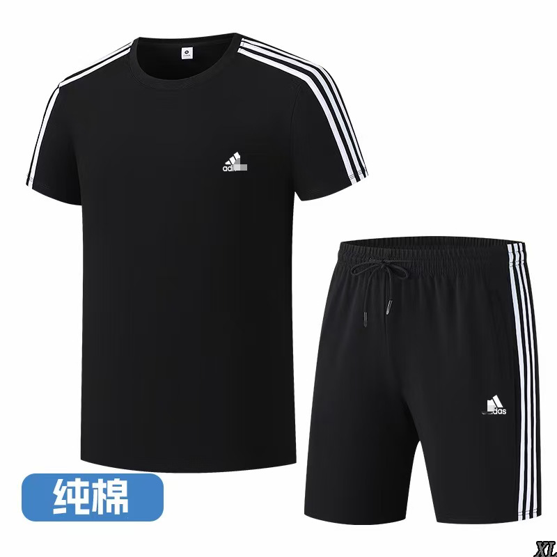 Summer Adidas New Model Trefoil Three-Stripe Trendy Brand Short-Sleeve Shorts Unisex Sportswear Pure Cotton Set Summer Adidas New Model Trefoil Three-Stripe Trendy Brand Short-Sleeve Shorts Unisex Sportswear Pure Cotton Set