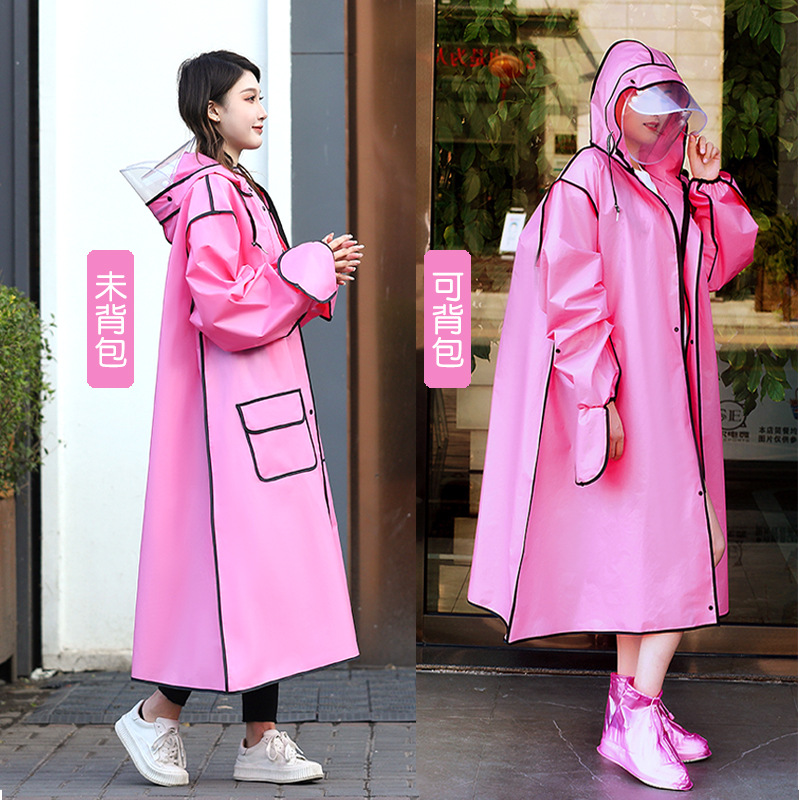 두꺼운 EVA 투명 비옷, 폭우 방지 일체형 우비, 오토바이 및 전기차용 롱형