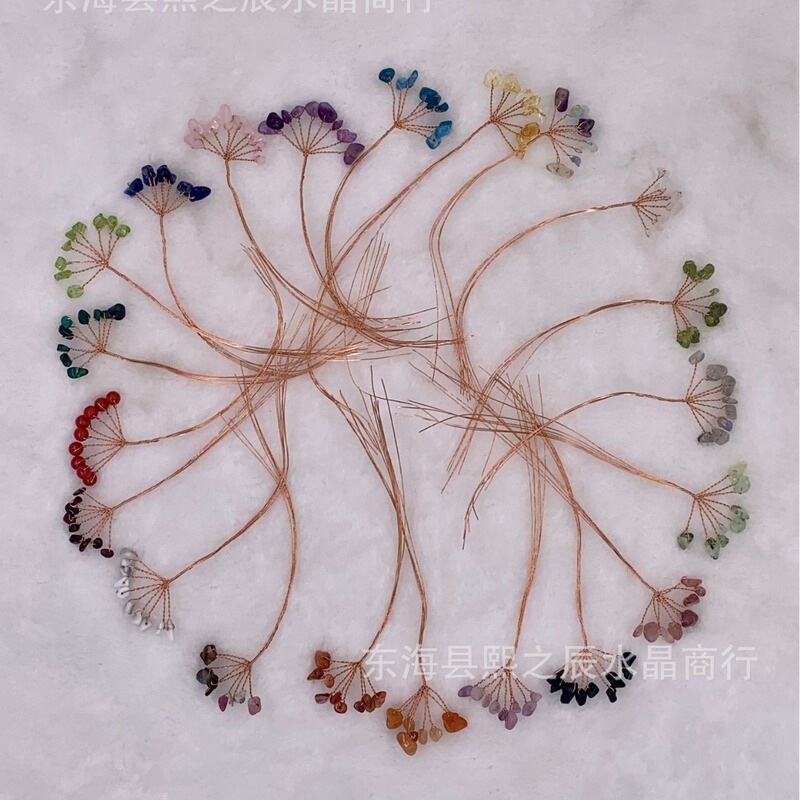 Crystal Tree Semi-Finished Products Wholesale Crystal Money Tree Copper Wire DIY Unshaped Bouquet Hand-Woven Crystal Rough Stone