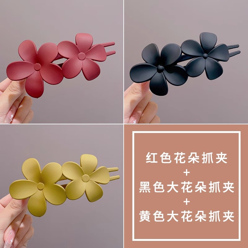 Clip de cabello de textura esmeriada flores de mujer boca de pato cabeza de grano de alto nivel clip de cabello de cabello
