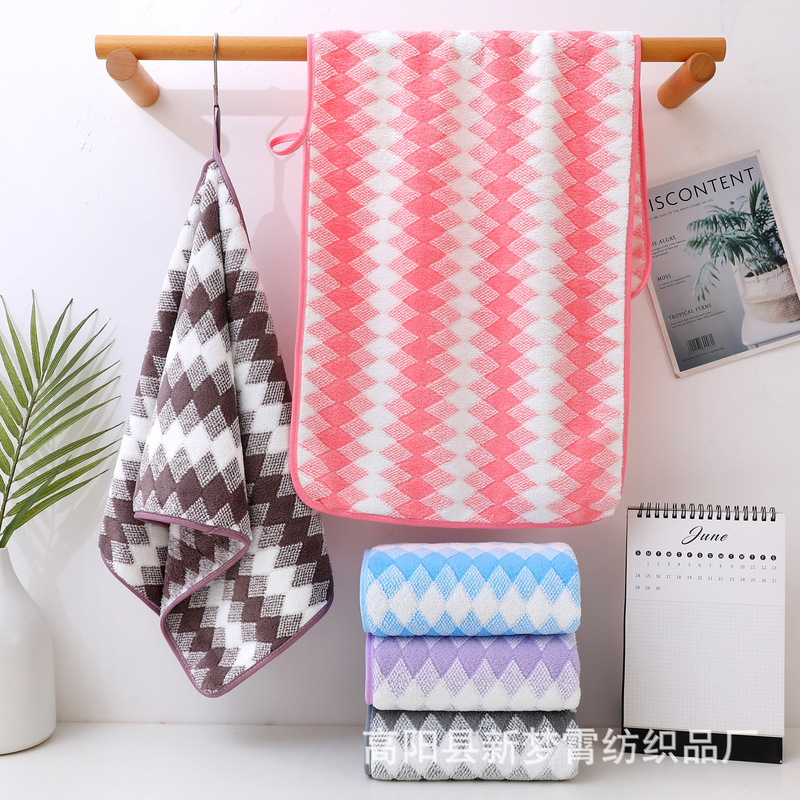 Diamond Coral Fleece Towel Absorbent Soft Square Towel Hand Face Towel Men and Women Couple Bath Towel Beach Towel Wholesale