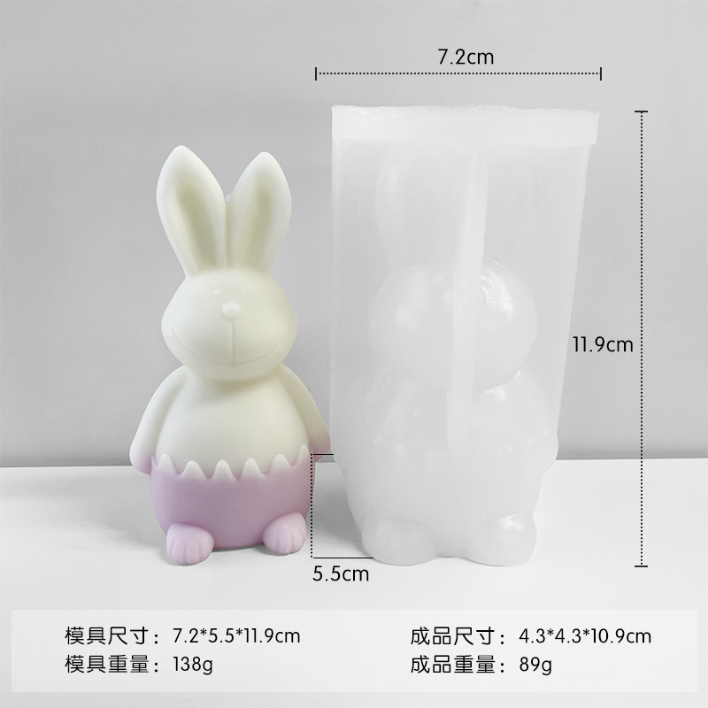 Nuevo roto cáscara de huevo conejo vela decoración molde de silicona DIY conejo de Pascua aromaterapia vela herramienta de molienda